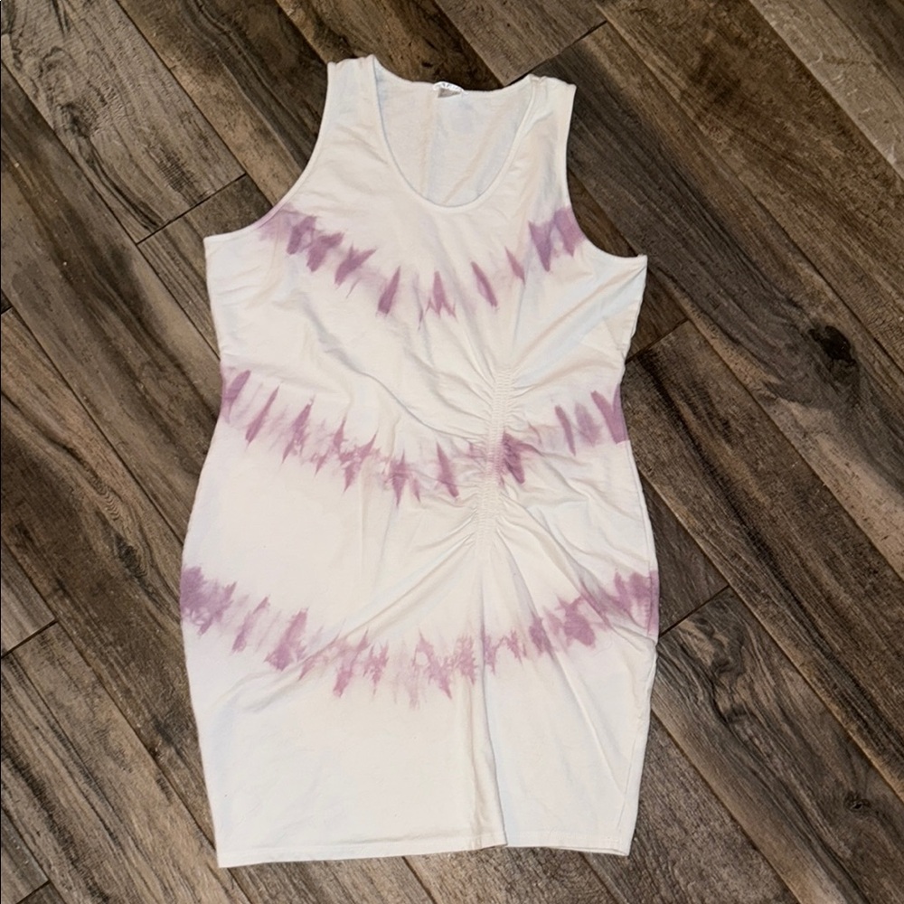VENUS White and Purple Tie-Dye Dress